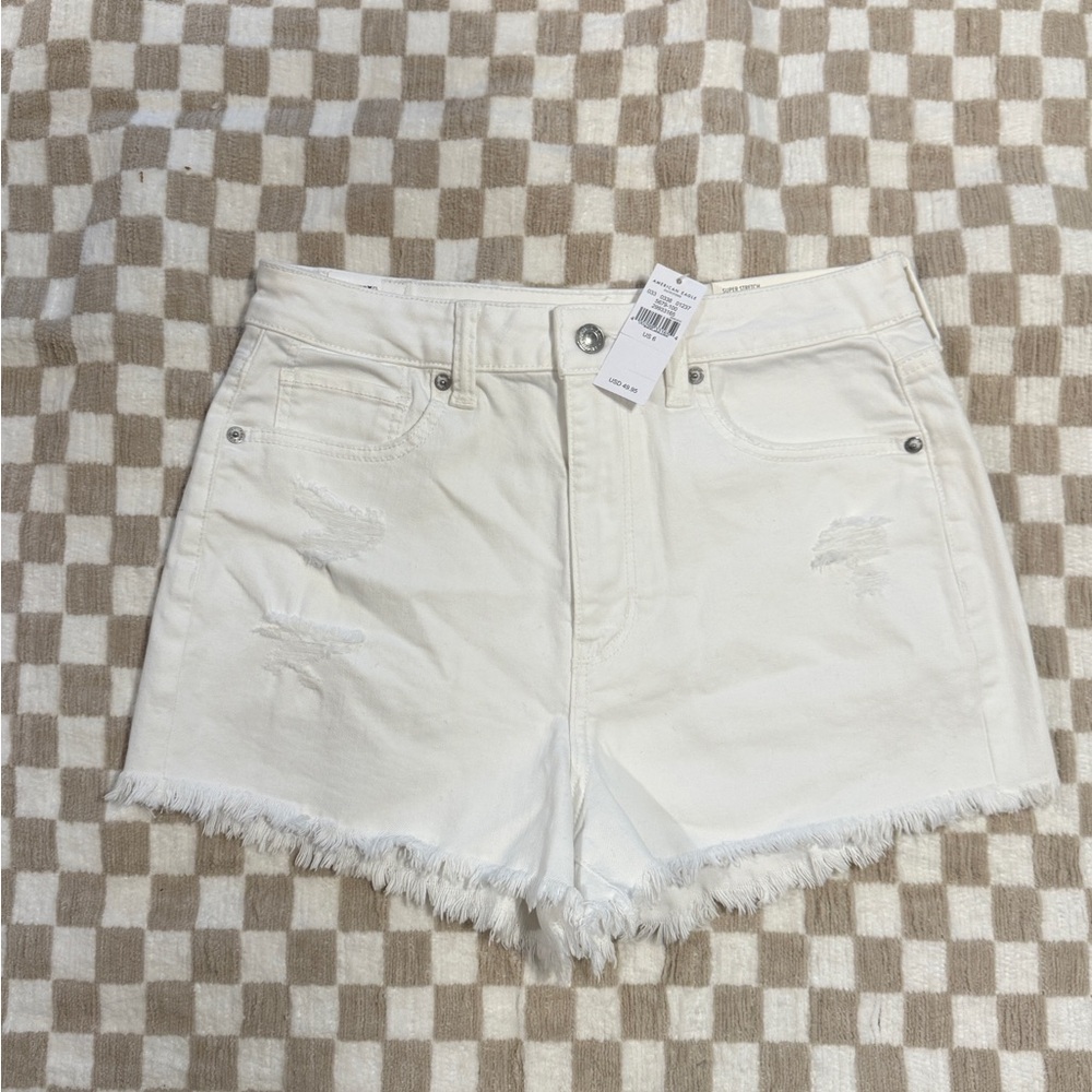 American Eagle Outfitters White Frayed Jean Shorts
